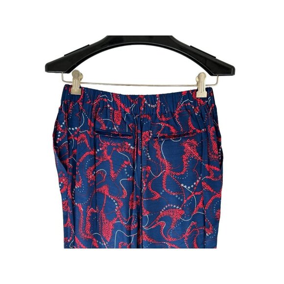 Berenice Size 36 Pants Blue Red Geometric Adjustable Waits - Picture 5 of 8